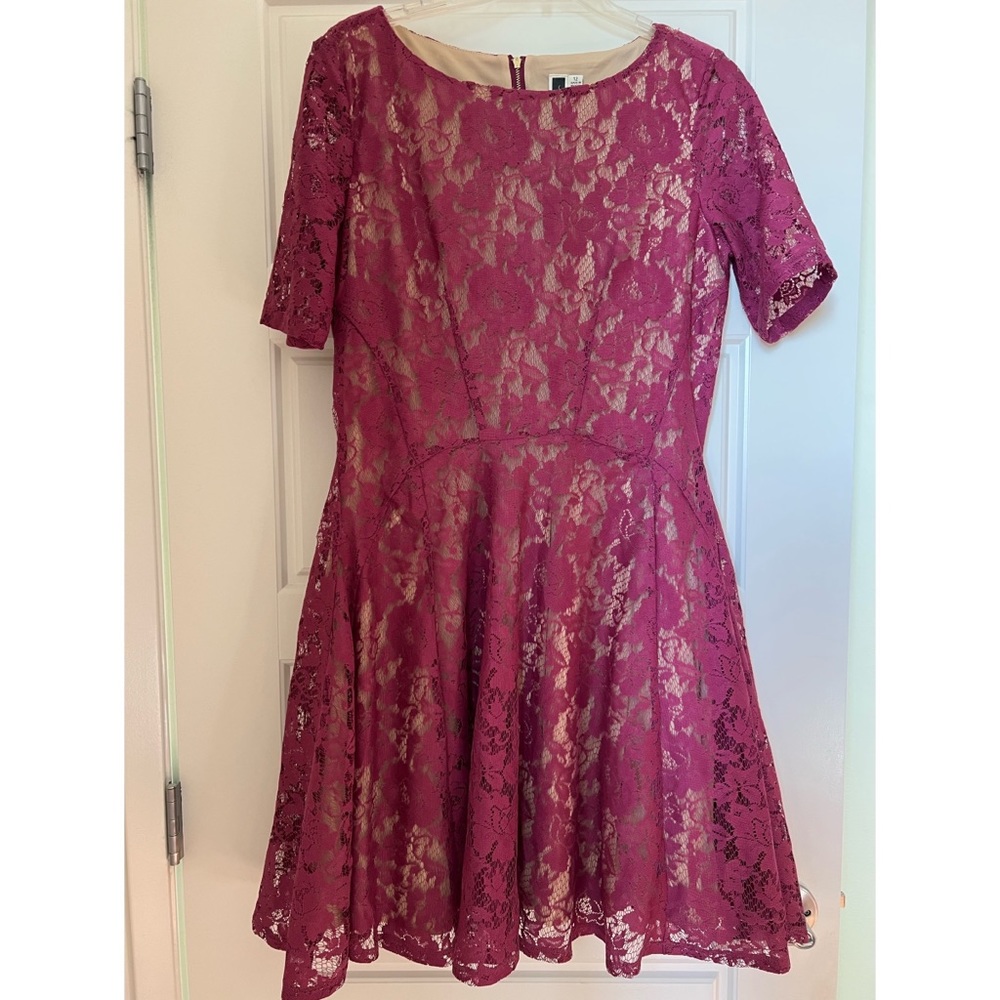 Julian Taylor NY • Burgundy/Pink S/S dress • Size 12